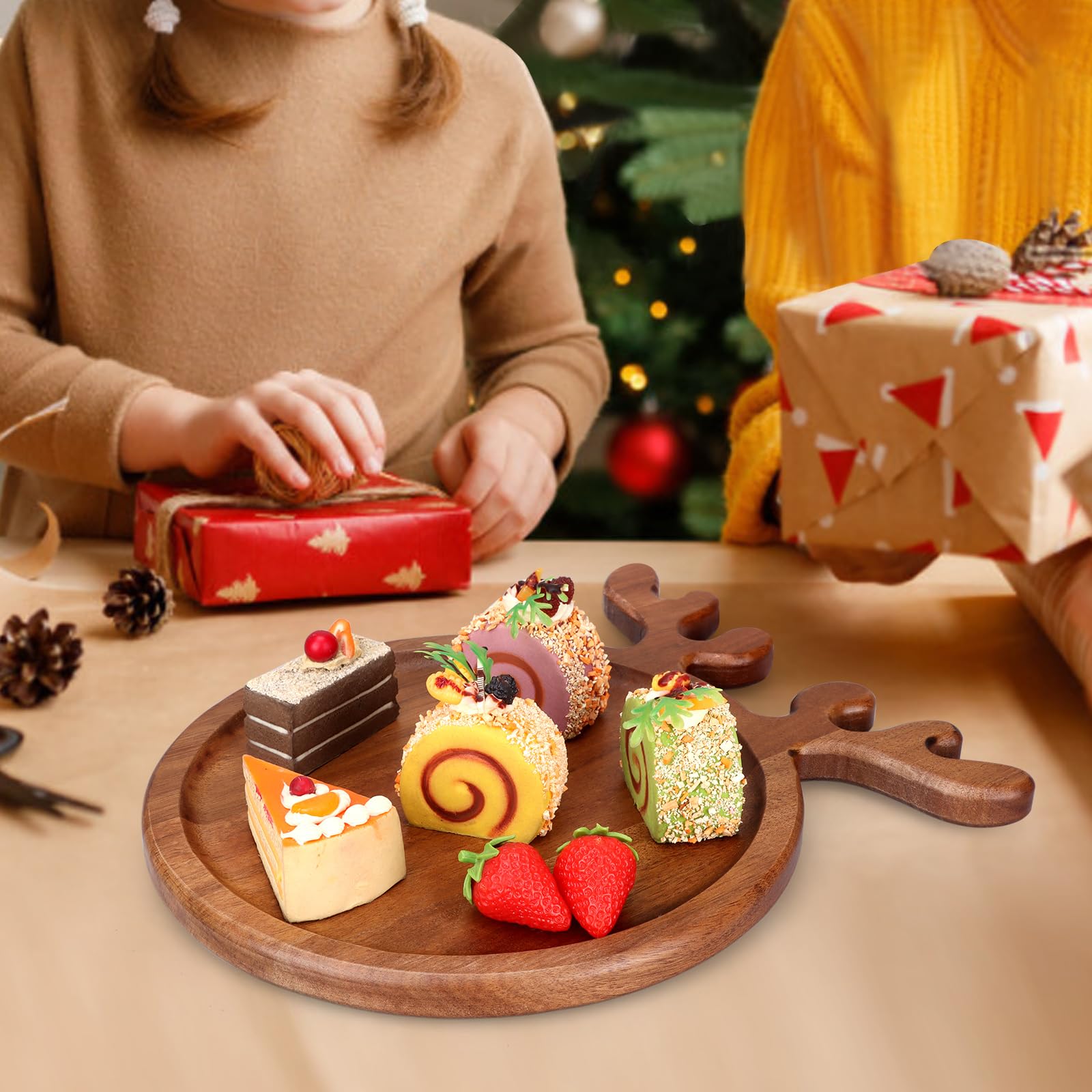 Amazon.com | Christmas Dinner Plate Table Decor Tray Wooden Cookie